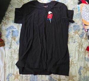 Jordan Black Tee with Red and White Logo